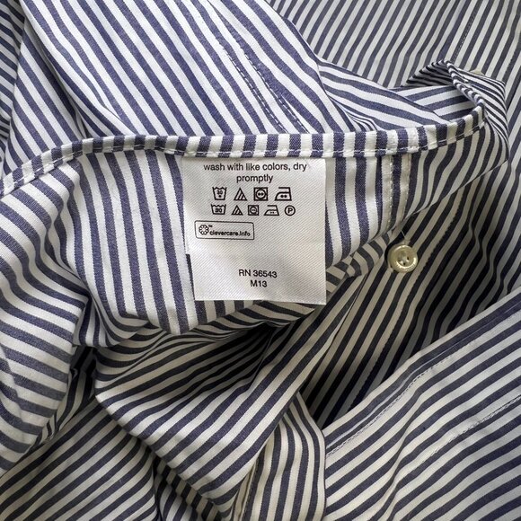 Men's Ralph Lauren Blue White Striped Button Down Shirt XL Long Sleeve Casual - Picture 6 of 15